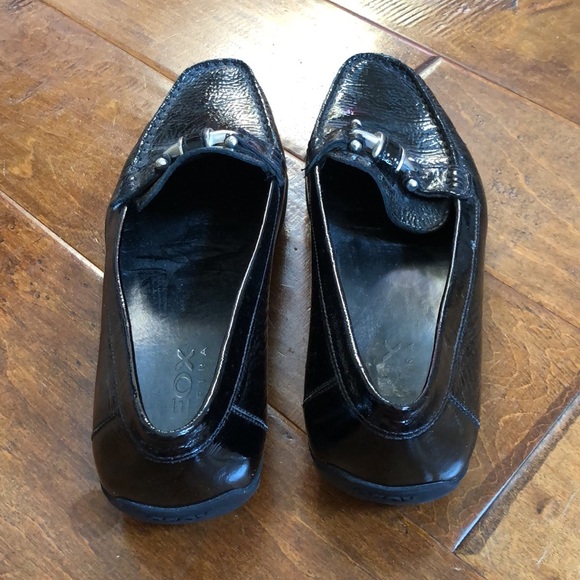 GEOX RESPIRA 8 38 Black Textured Leather Mocs Loafers Slip On Shoes - Picture 5 of 14